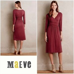 MAEVE XS Galena Midi Dress Size XS Heathered Wine